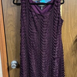 R&M Richards Deep Eggplant Allover Draped Mini Dress